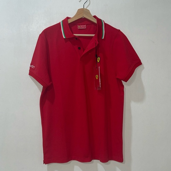 Scuderia Ferrari Other - SCUDERIA FERRARI MENS POLO SHIRT ITA FLAG PIQUET RED SZ LG NEW
